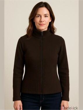 LIDA Baday dark soft brown 100% wool lined zip jacket Size 8